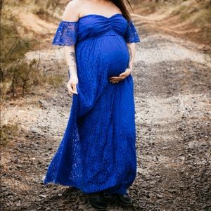 Blue Lace Maternity Photoshoot dress